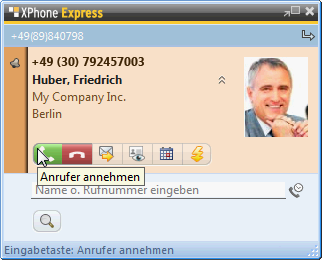 C4B XPhone Express 2011 - Eingehender Anruf